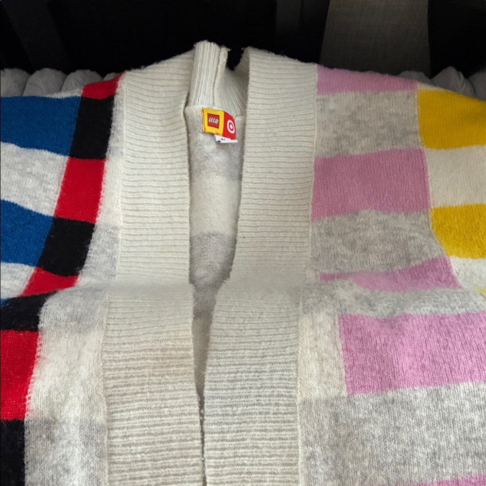 Lego Colorblock Knit Cardigan - White, Pink, Yellow, Blue, Red, Black, Gray